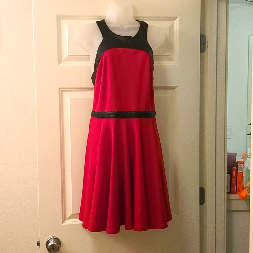 Altard state black leather trimmed dress sz LG